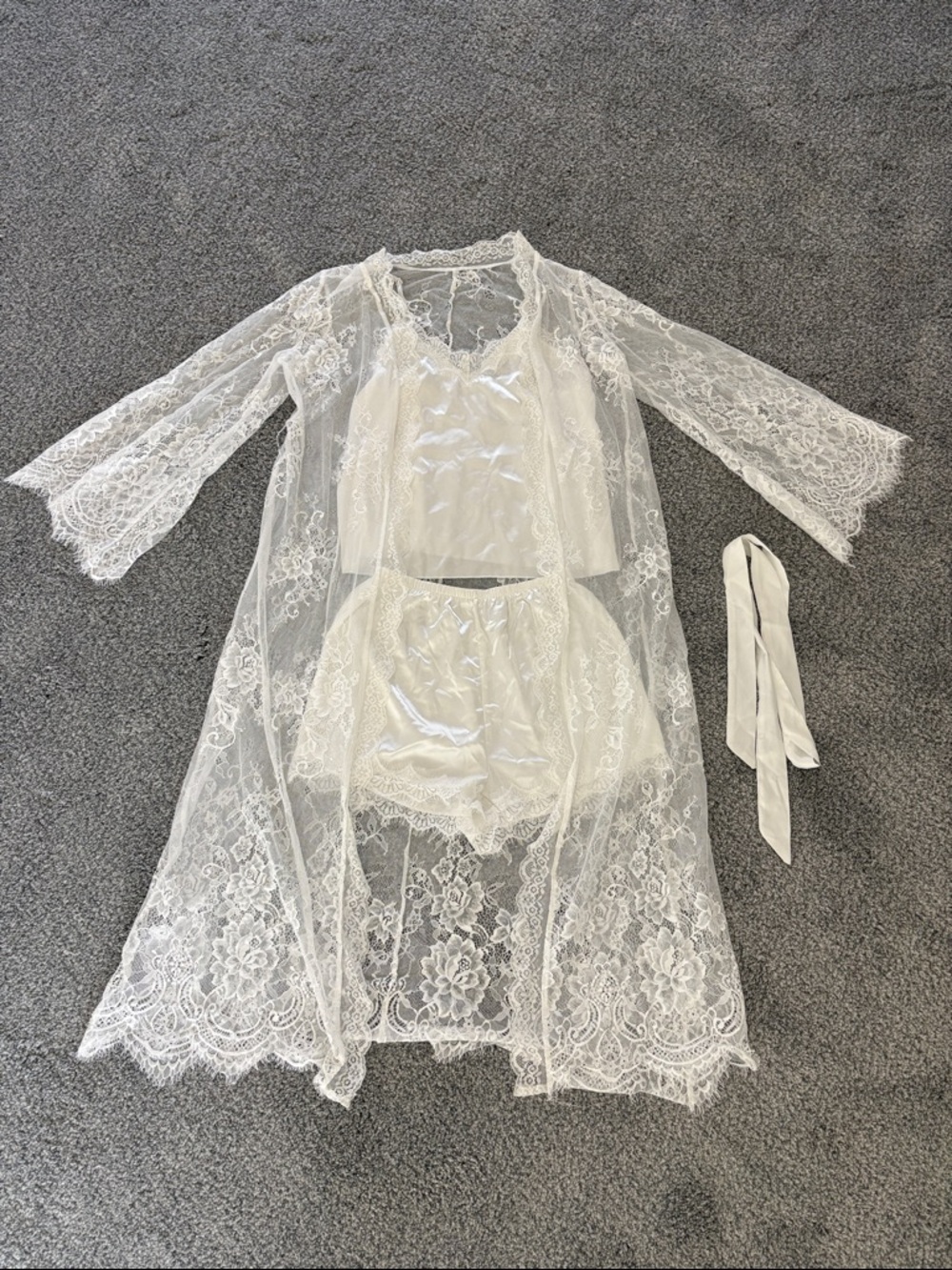 Lace Sheer Robe & Slip Set